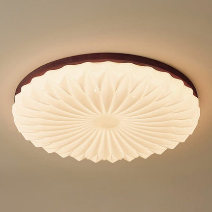 Französische beige-weiße LED-Deckenlampe – Holz und Acryl mit 3-Farben-Licht