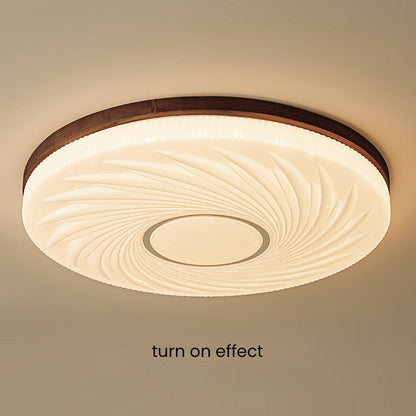Französische beige-weiße LED-Deckenlampe – Holz und Acryl mit 3-Farben-Licht