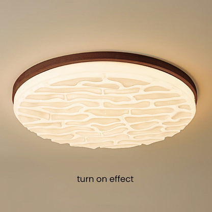 Französische beige-weiße LED-Deckenlampe – Holz und Acryl mit 3-Farben-Licht