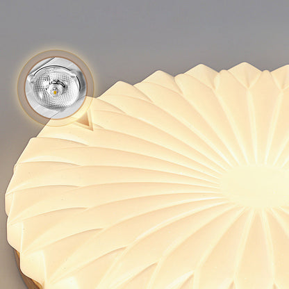Französische beige-weiße LED-Deckenlampe – Holz und Acryl mit 3-Farben-Licht