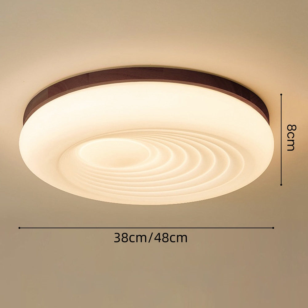 Französische beige-weiße LED-Deckenlampe – Holz und Acryl mit 3-Farben-Licht