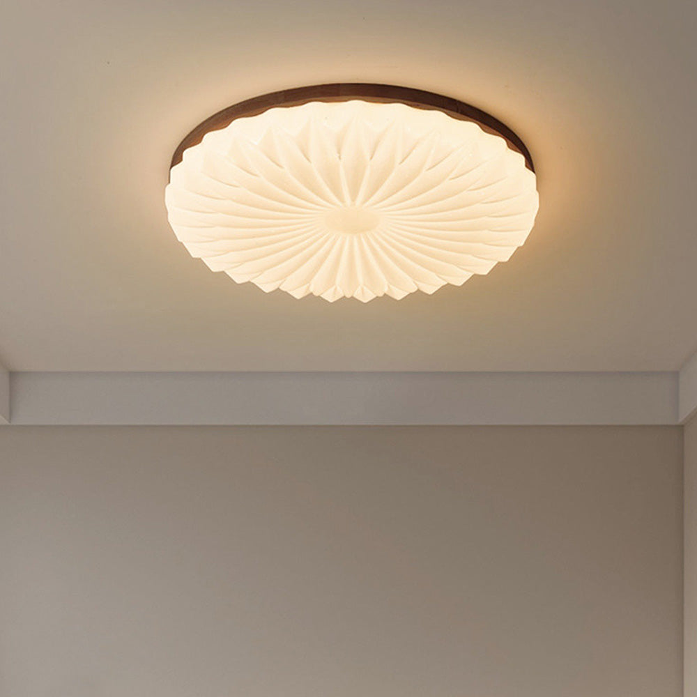 Französische beige-weiße LED-Deckenlampe – Holz und Acryl mit 3-Farben-Licht