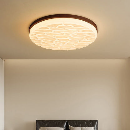 Französische beige-weiße LED-Deckenlampe – Holz und Acryl mit 3-Farben-Licht