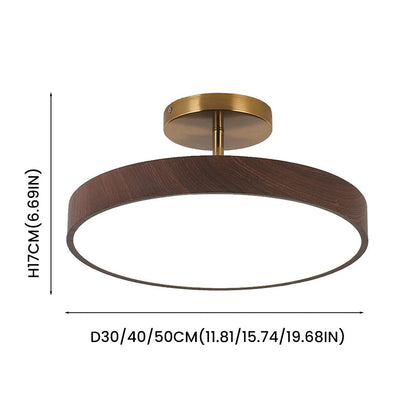 Skandinavische Deckenlampe mit Holzoptik und goldenem Rahmen