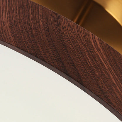 Skandinavische Deckenlampe mit Holzoptik und goldenem Rahmen
