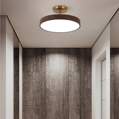 Skandinavische Deckenlampe mit Holzoptik und goldenem Rahmen