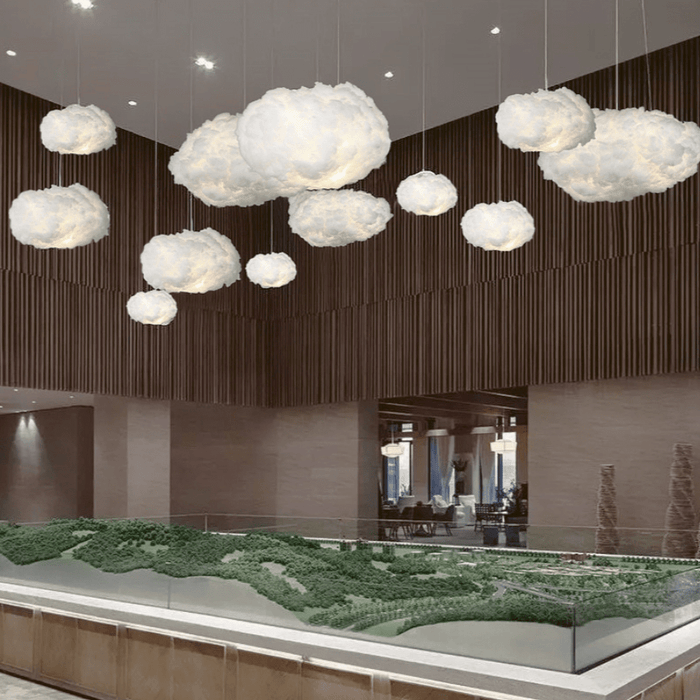 Wolkenförmige Pendelleuchte aus Baumwolle – Winterdesign