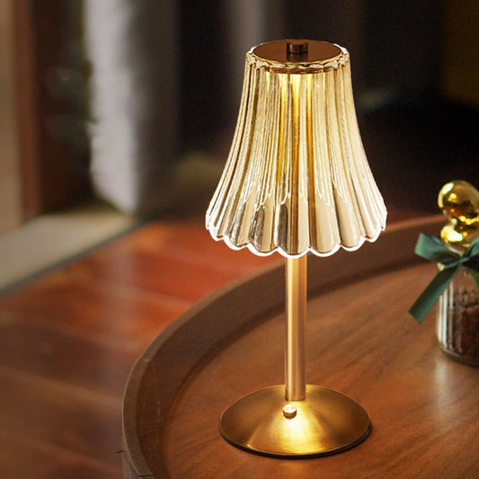 Goldene kabellose Kristall-Tischlampe mit Touch-Dimmer – luxuriöses Accessoire für Ihr Zuhause