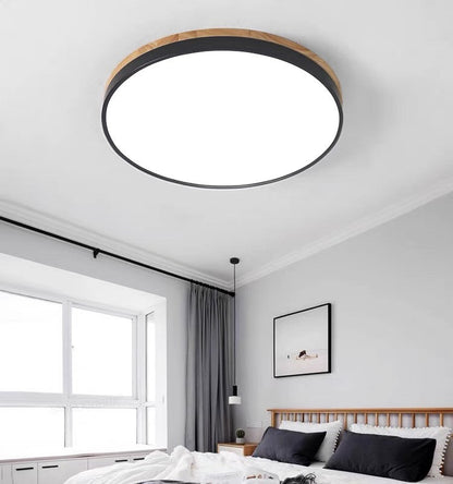 Tröde – Runde Holz-Deckenleuchte LED im skandinavischen Stil – Eleganter Minimalismus und warmes Licht