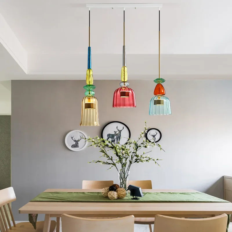 Macaron – Bunte gläserne Hängeleuchte im modernen Stil – verspieltes Design