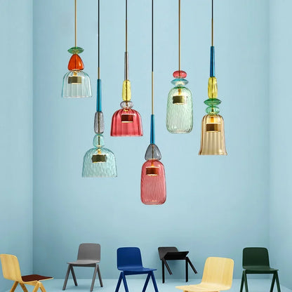 Macaron – Bunte gläserne Hängeleuchte im modernen Stil – verspieltes Design