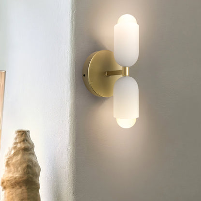 Döle – Moderne Wandlampe mit doppeltem Glasschirm (E14, für Innenräume)