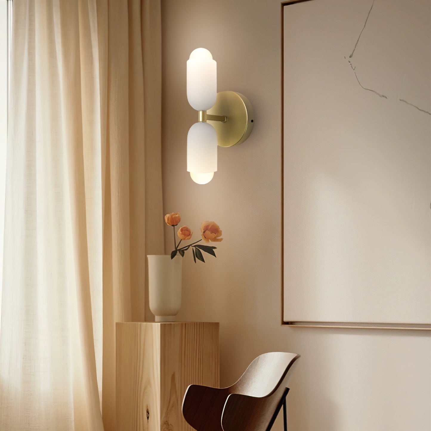 Döle – Moderne Wandlampe mit doppeltem Glasschirm (E14, für Innenräume)
