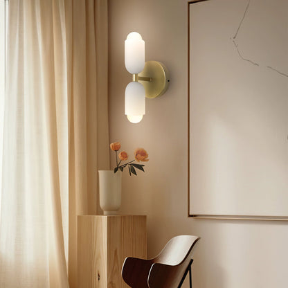 Döle – Moderne Wandlampe mit doppeltem Glasschirm (E14, für Innenräume)