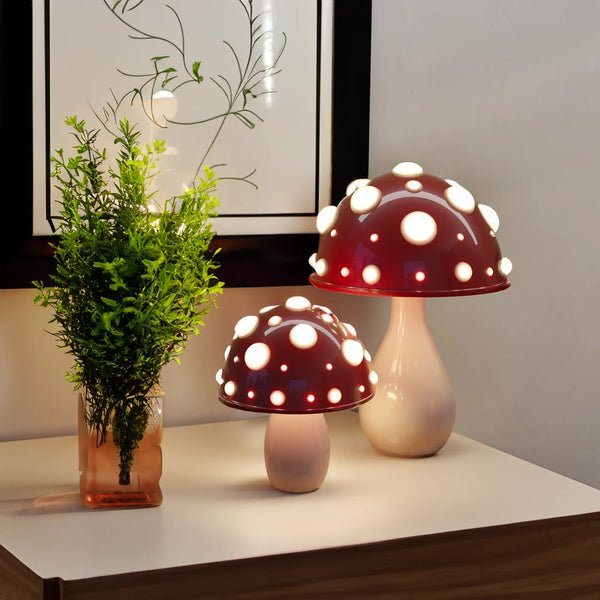 Stimmungsvolle Pilz-Tischlampe