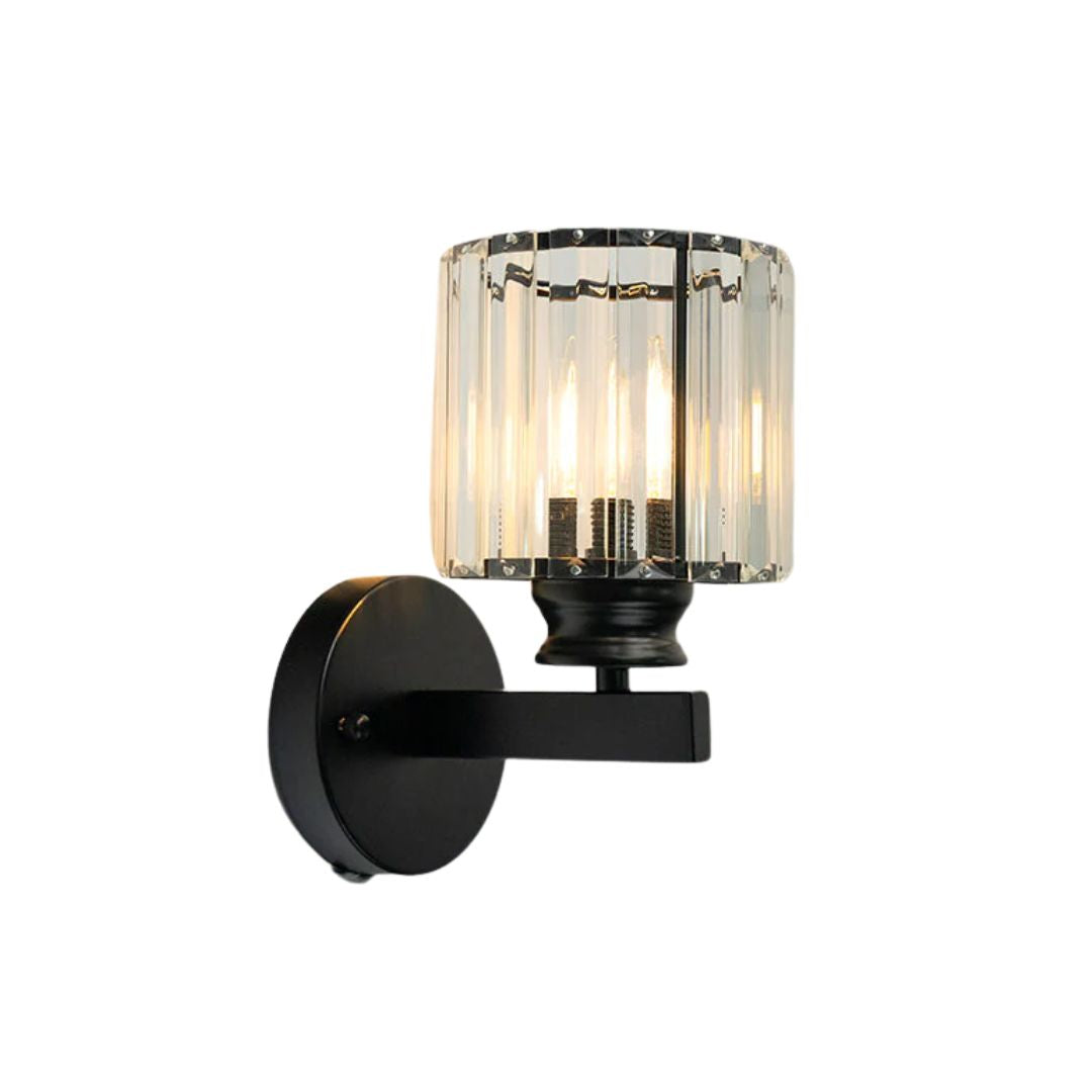 Luca – Wandleuchte mit Glasschirm und mattschwarzem Sockel