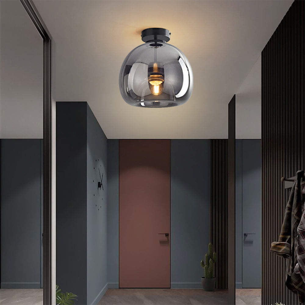 Stilvolle Retro-Deckenlampe aus Kupfer und Glas