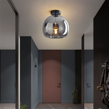 Stilvolle Retro-Deckenlampe aus Kupfer und Glas