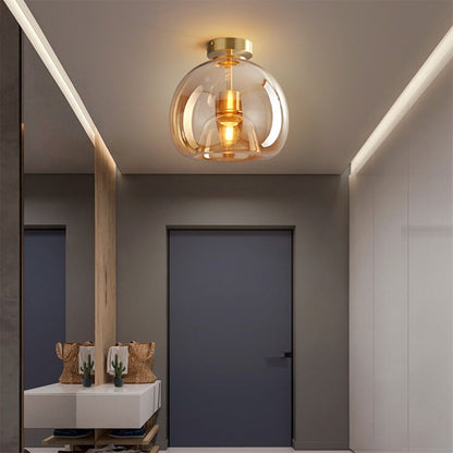 Stilvolle Retro-Deckenlampe aus Kupfer und Glas