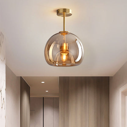 Stilvolle Retro-Deckenlampe aus Kupfer und Glas