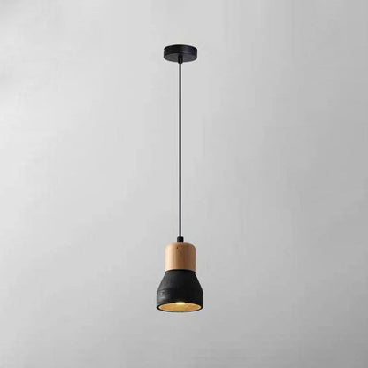 Moderne Hängeleuchte aus Zement und Holz im Industrial-Design