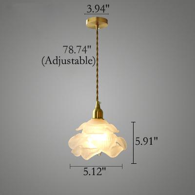 Französische Kupfer-Pendelleuchte mit Glasschirm – verstellbares Kabel
