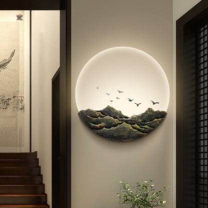Asiatische Wandleuchte im minimalistischen Design – Eisen, Acryl und Harz – LED