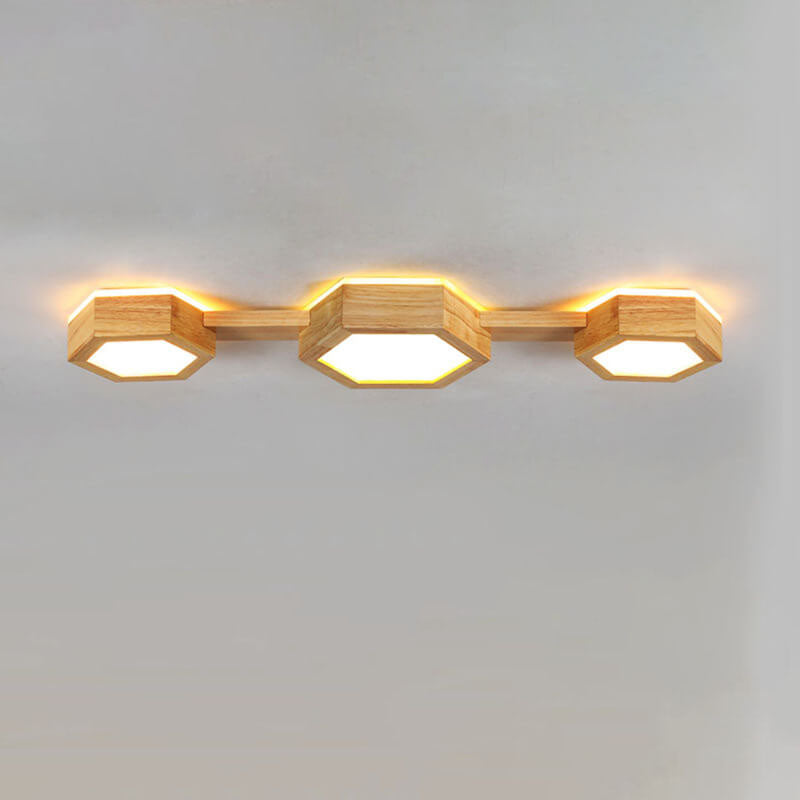 Moderne Japandi-Holz-Deckenleuchte LED – 1/2/3 Spots