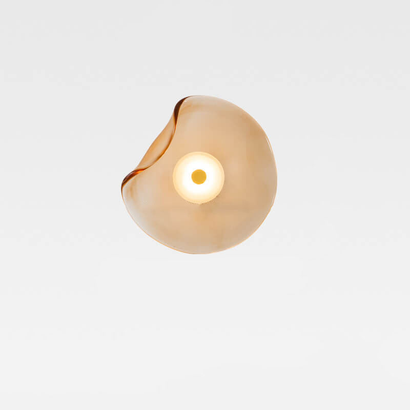 Moderne LED-Wandleuchte – Glas und Eisen in Grau, Blau oder Bernstein
