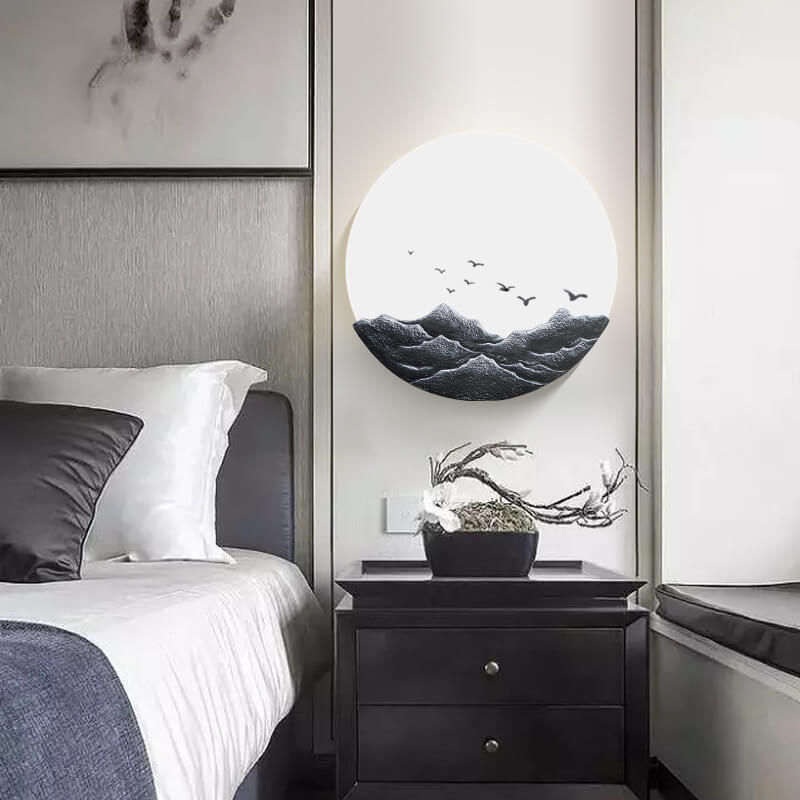 Asiatische Wandleuchte im minimalistischen Design – Eisen, Acryl und Harz – LED
