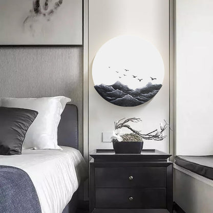 Asiatische Wandleuchte im minimalistischen Design – Eisen, Acryl und Harz – LED