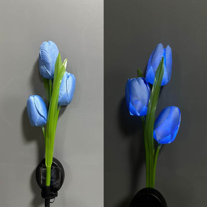 Solar-LED-Gartenleuchte mit Tulpenmotiv – Rosa/Violett/Blau/Gelb – (1 LED)