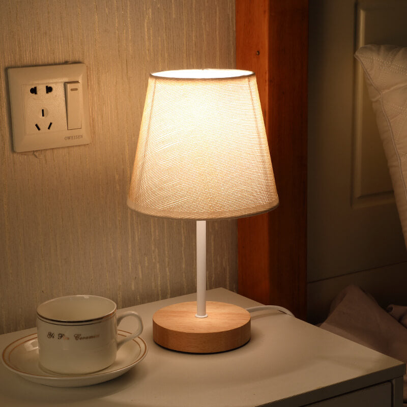 Skandinavische moderne Holz-Tischlampe mit integrierter LED – USB-Anschluss