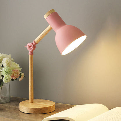 Skandinavische Tischlampe aus Holz und Eisen – viele Farben