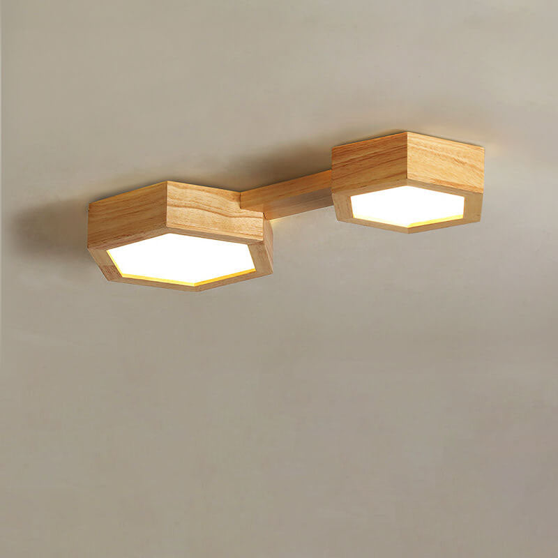 Moderne Japandi-Holz-Deckenleuchte LED – 1/2/3 Spots