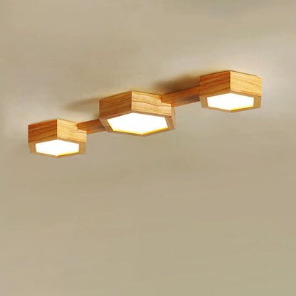 Moderne Japandi-Holz-Deckenleuchte LED – 1/2/3 Spots