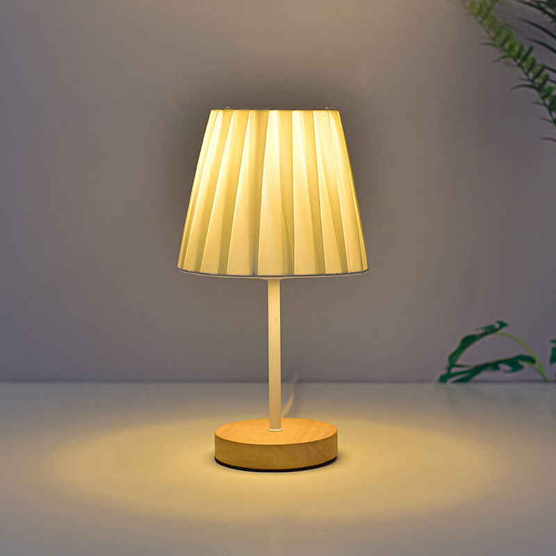 Skandinavische moderne Holz-Tischlampe mit integrierter LED – USB-Anschluss
