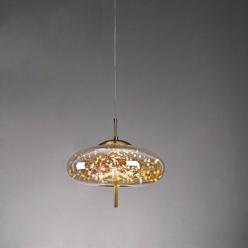 Charmante skandinavische LED-Glaspendelleuchte mit warmem Design – erhältlich in Bernstein oder Anthrazit