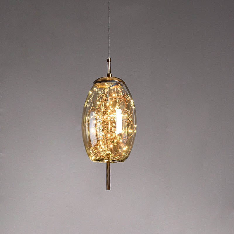 Charmante skandinavische LED-Glaspendelleuchte mit warmem Design – erhältlich in Bernstein oder Anthrazit