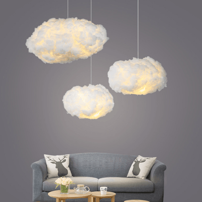 Wolkenförmige Pendelleuchte aus Baumwolle – Winterdesign