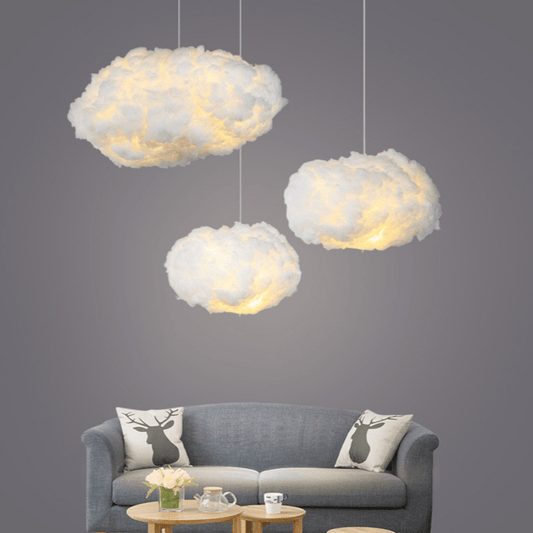 Wolkenförmige Pendelleuchte aus Baumwolle – Winterdesign