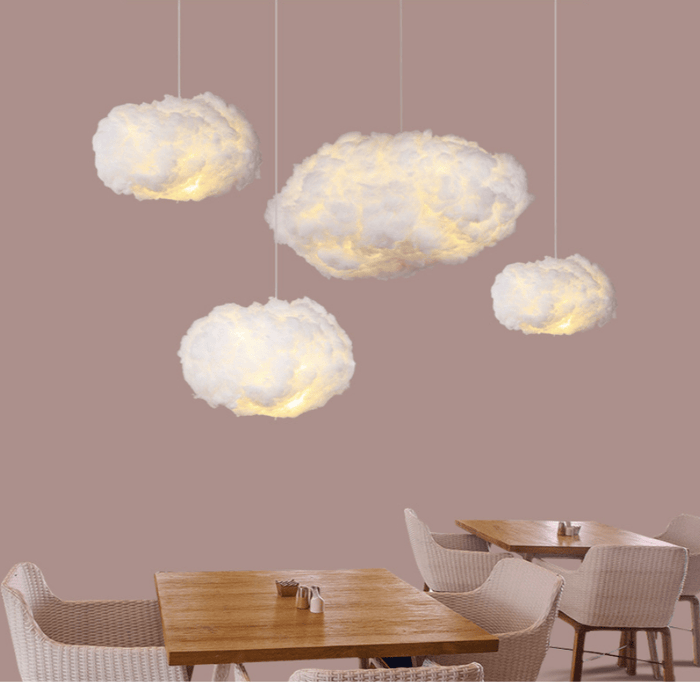 Wolkenförmige Pendelleuchte aus Baumwolle – Winterdesign