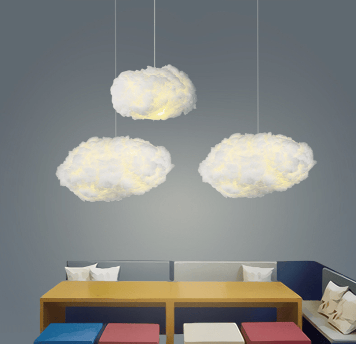 Wolkenförmige Pendelleuchte aus Baumwolle – Winterdesign