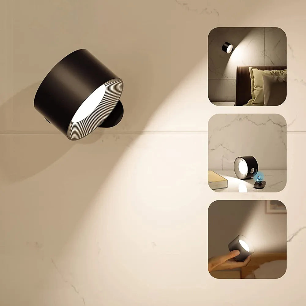 Multifunktionale kabellose Wandlampe – Aufladbar, Dimmbar und mit 360°-Drehung