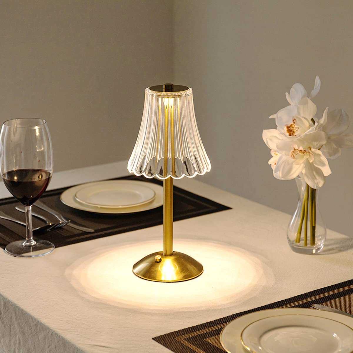 Goldene kabellose Kristall-Tischlampe mit Touch-Dimmer – luxuriöses Accessoire für Ihr Zuhause