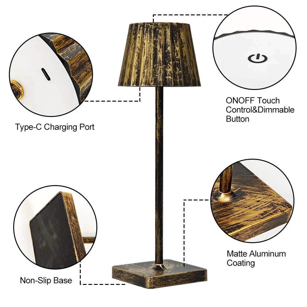 Mara – Akku-Tischlampe Klassisch mit Plissee-Schirm und dimmbarer LED