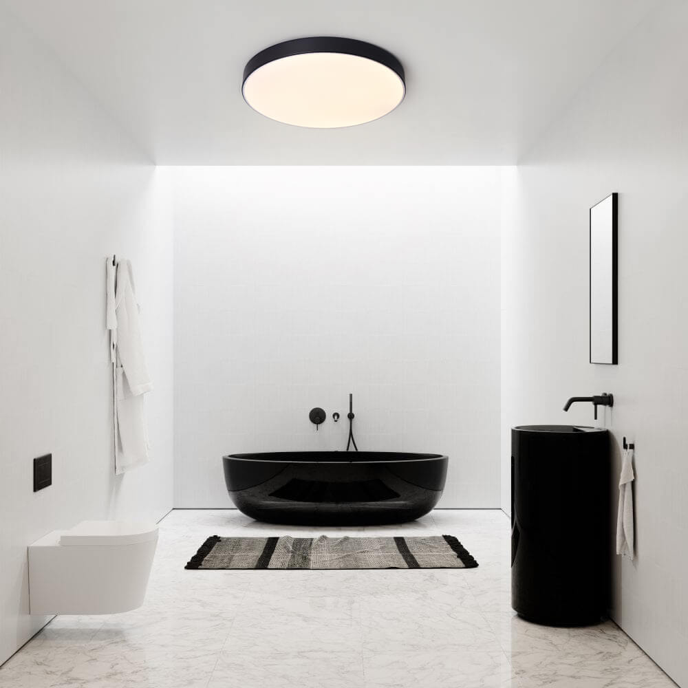 Erda – Moderne LED-Deckenleuchte mit Acrylschirm (Schwarz, 40/50 cm)