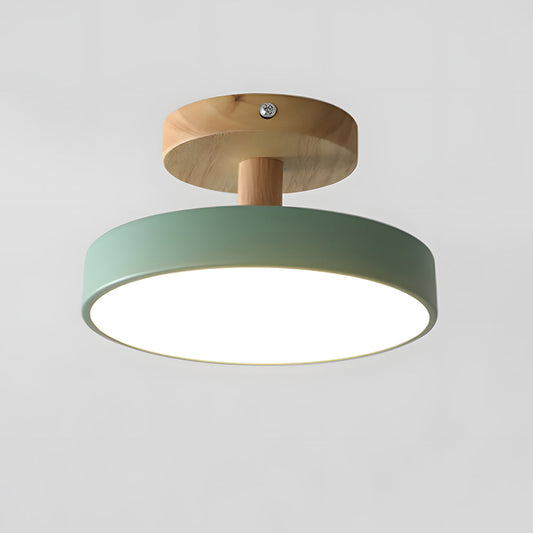 Skandinavische Deckenlampe mit Holzsockel – Dezentes Pastell-Design