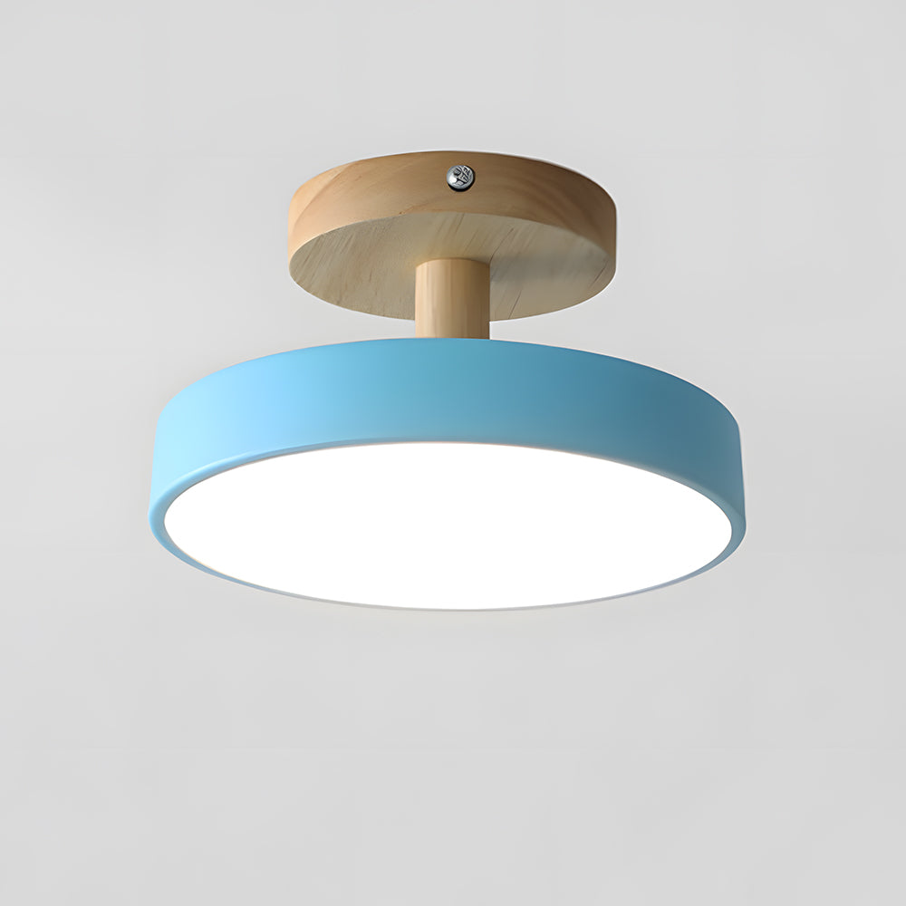 Skandinavische Deckenlampe mit Holzsockel – Dezentes Pastell-Design