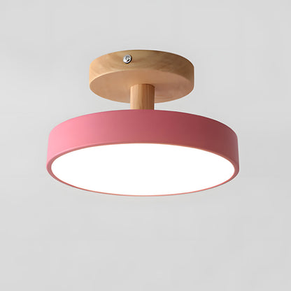 Skandinavische Deckenlampe mit Holzsockel – Dezentes Pastell-Design